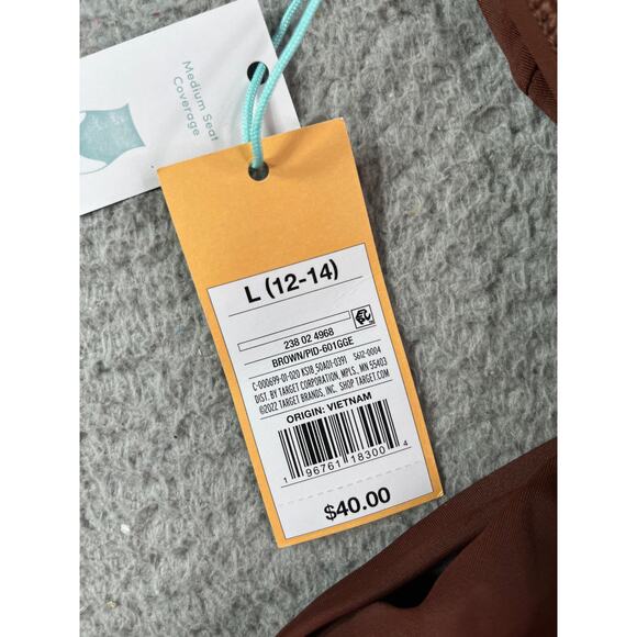 Kona Sol Swimsuit Womens Large Brown Padded Accent One Piece Medium Coverage NWT - Picture 6 of 10